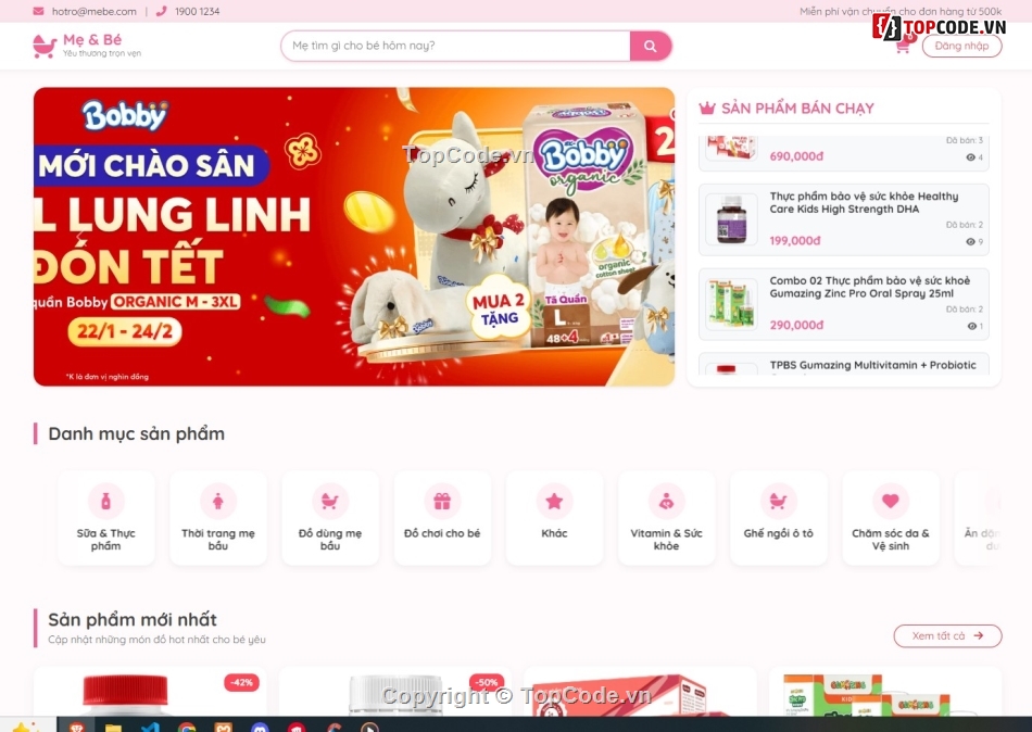 giao diện,mới nhất,shop mẹ và bé